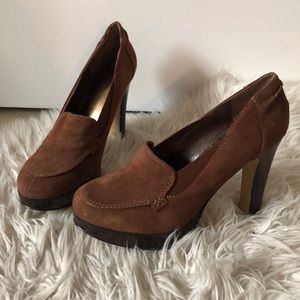 Nine West brown suede platform heels